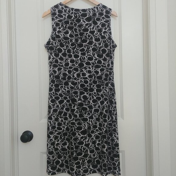 90s vibe Della Spiga Italy Black White Stretch Dress Optional Belt Size Medium - Picture 6 of 12